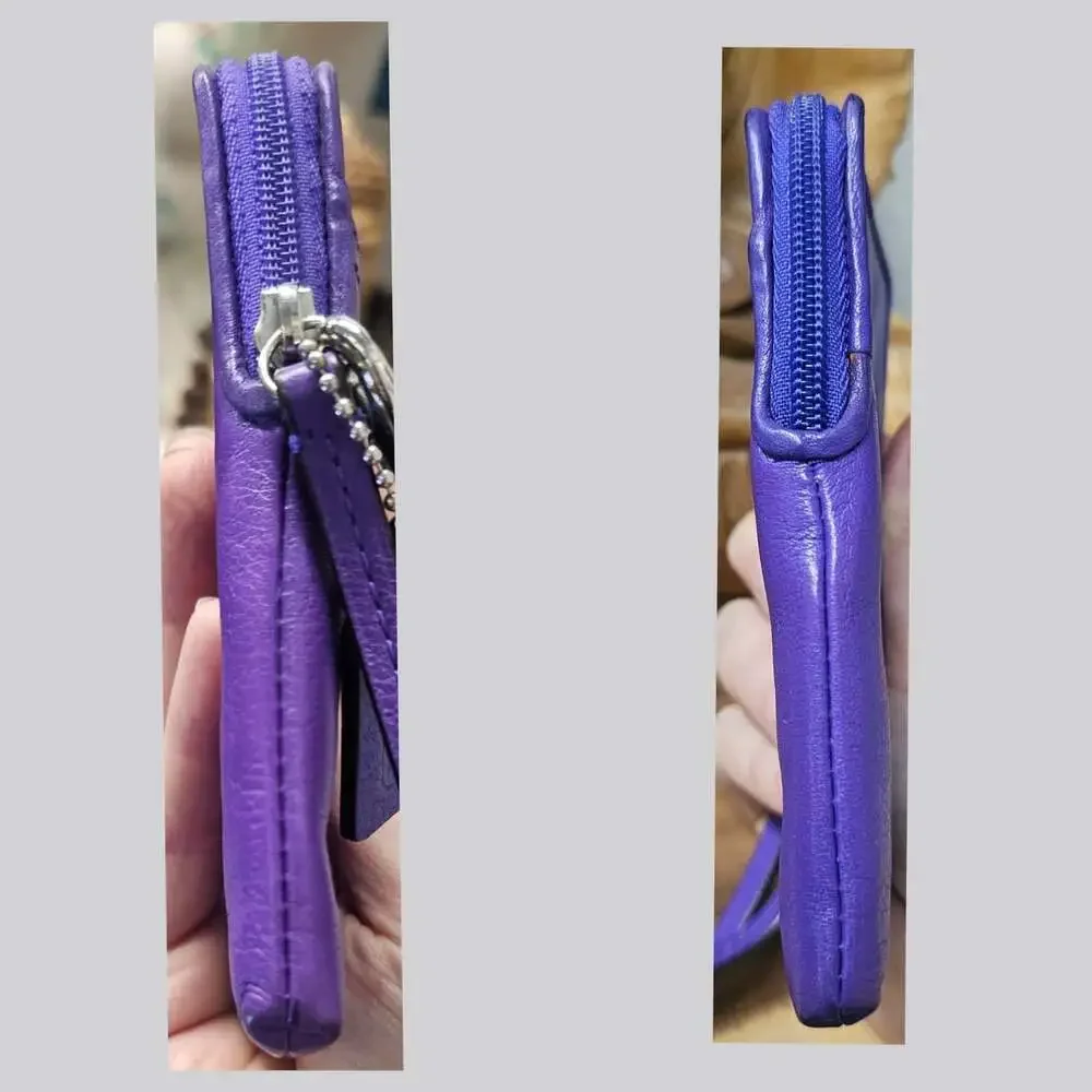Vintage COACH Legacy Wristlet Wallet Pouch Purple Leather/ Silver Hardware/Strap